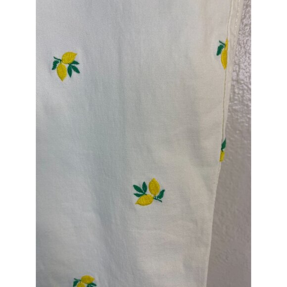 NWOT Talbots Womens Relaxed Chino Pants Lemon Embroidered Size 8 Petite Novelty - Picture 12 of 16